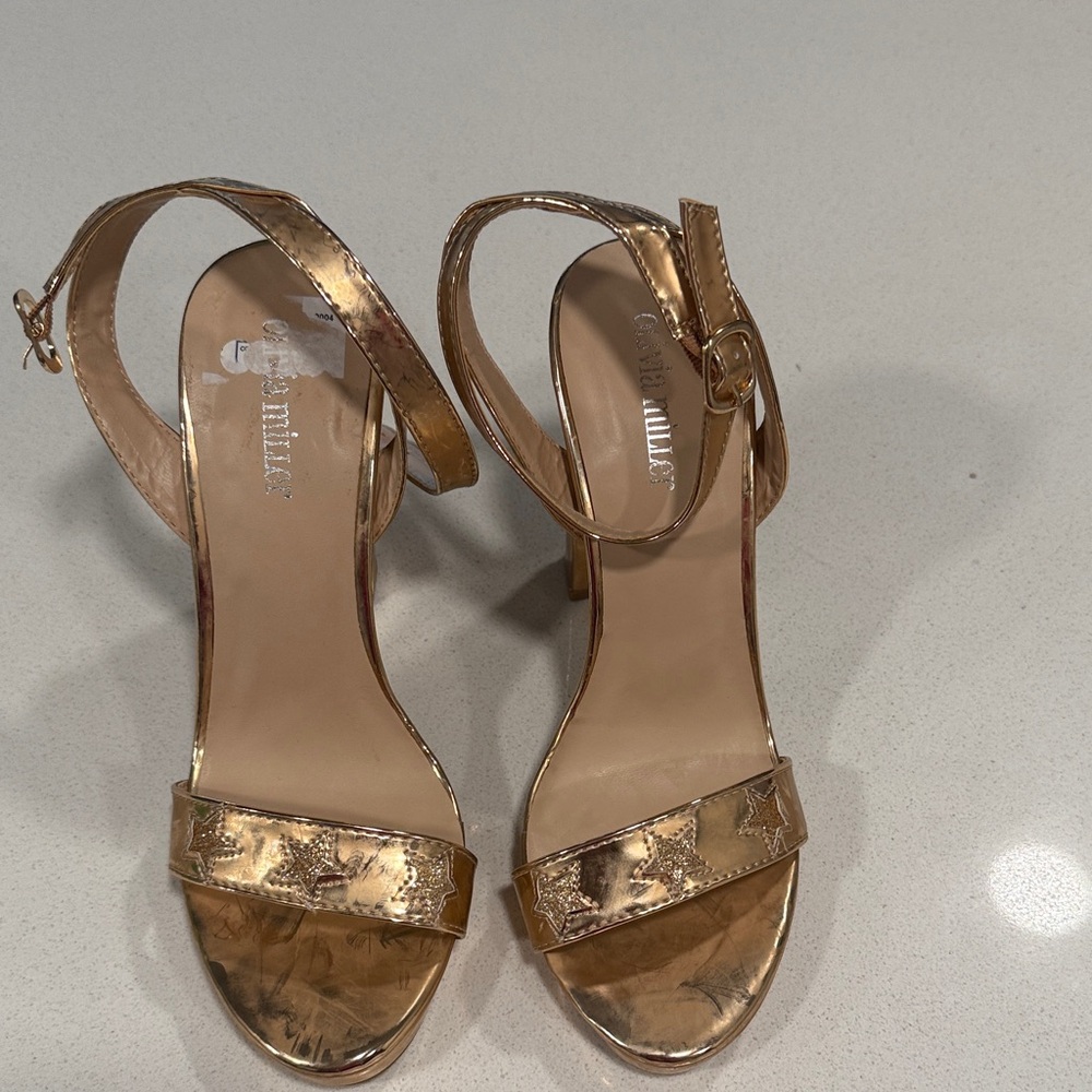 Olivia Miller Shiny Gold Heels